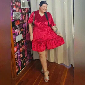 Plus Size Velvet Flare Dress